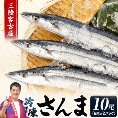 三陸宮古産　冷凍さんま　10尾(5尾×2パック)【配送不可地域：離島】【1702568】