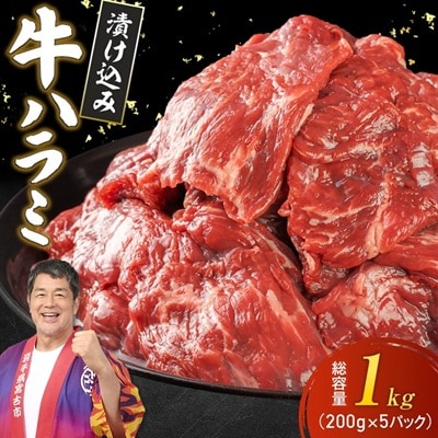 吉田精肉店の漬け込み牛ハラミ 1kg (200g×5P)【配送不可地域：離島】【1440322】