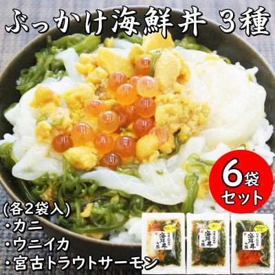 メカブ・イクラ入り!川秀のぶっかけ海鮮丼の具(ウニイカ・カニ・宮古トラウトサーモン)計6袋冷凍セット【配送不可地域：離島】【1635137】