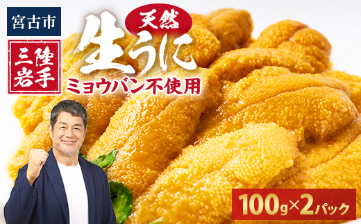 【2026年4月下旬以降順次発送】天然生うに100g×2パック岩手県産　ミョウバン不使用【配送不可地域：離島・沖縄県・九州】【1625393】