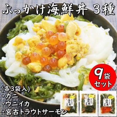 メカブ・イクラ入り!川秀のぶっかけ海鮮丼の具(ウニイカ・カニ・宮古トラウトサーモン)計9袋冷凍セット【配送不可地域：離島】【1635147】