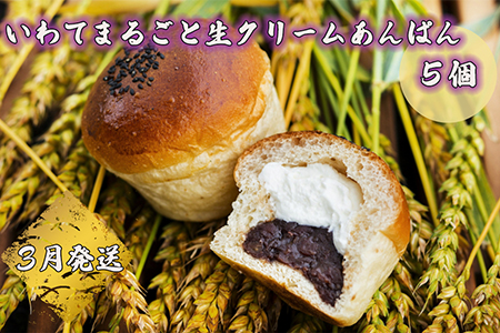 岩手まるごと生クリームあんぱん　5個入り≪3月発送予定≫ 【357-3N】