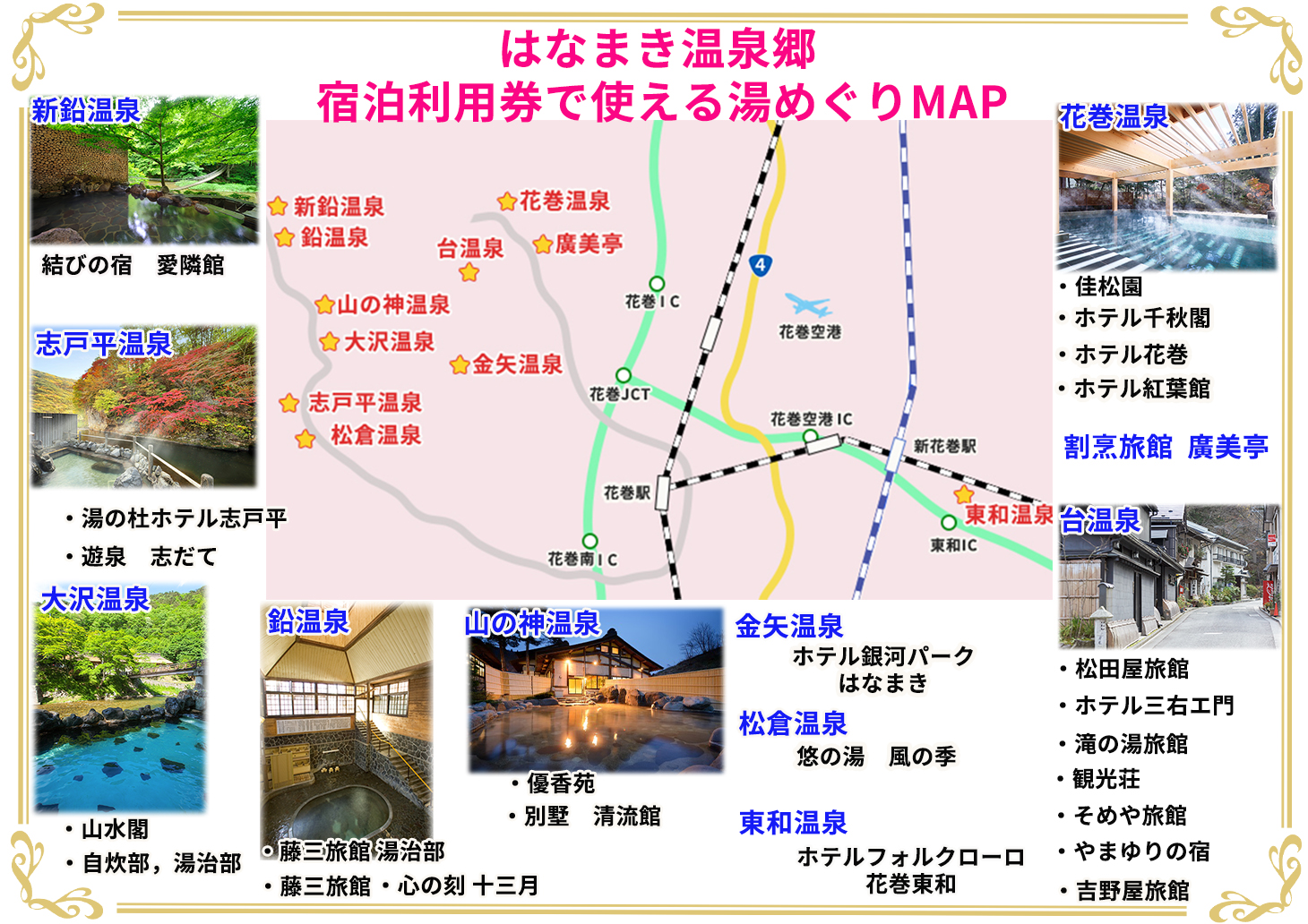 はなまき温泉郷 宿泊利用券 1,000円券×3枚 【534】