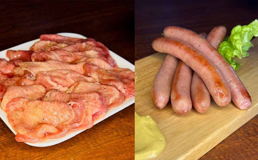 塩だれ牛タンスライス＆牛タン入り熟成ソーセージ 800g (牛タン400g、ソーセージ200g×2パック） 【2290】