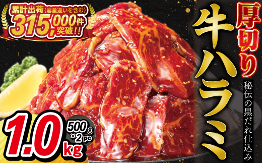 厚切り牛ハラミ 1kg (500ｇ×2パック) 【1475】