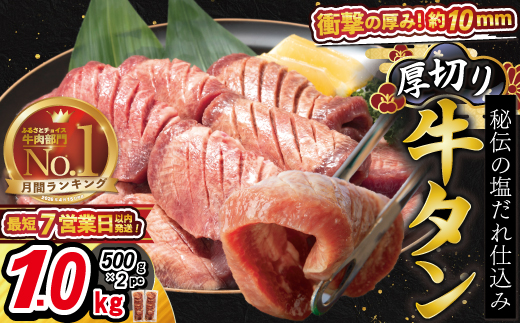 厚切り牛タン塩味 1kg（500g×２パック） 焼肉 BBQ 【767】