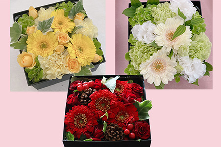 お花とスイーツギフトセット （フラワーアレンジメント×洋菓子9個） 【878】