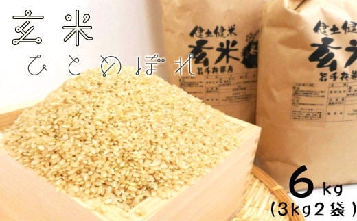岩手県花巻産「健土健米」玄米(3kg×2袋） 【797】