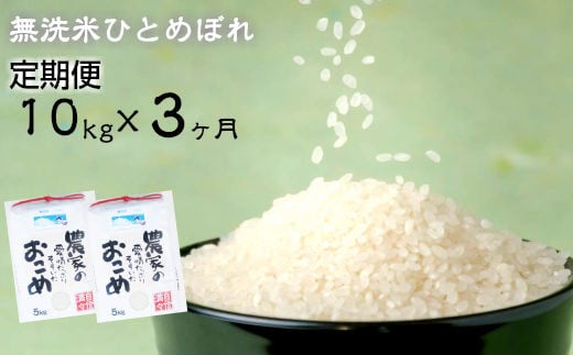 減農薬栽培 ひとめぼれ 無洗米 10kg 定期便 ３ヶ月 【715】