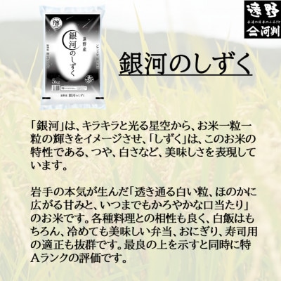 【毎月定期便】遠野産 銀河のしずく 精米 10kg 河判全3回【4081715】
