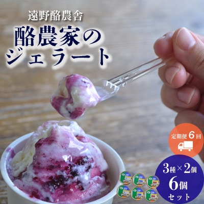 【毎月定期便】遠野酪農舎 ジェラート 130ml 6個 食べ比べ セット全6回【配送不可地域：離島】【4051613】
