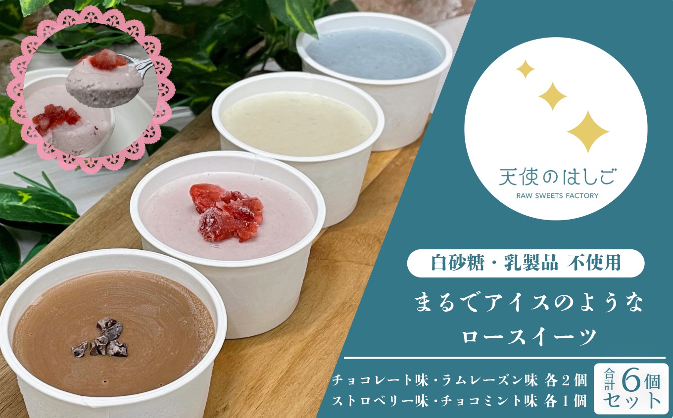 まるでアイスのようなロースイーツ 4種 6個セット チョコレート ラムレーズン チョコミント ストロベリー ロースイーツ 冷凍 【天使のはしご】 /東北 岩手県 遠野市 記念日 お祝い クリスマス ナチュラル ヘルシー ヴィーガン スイーツ ベジタリアン 有機