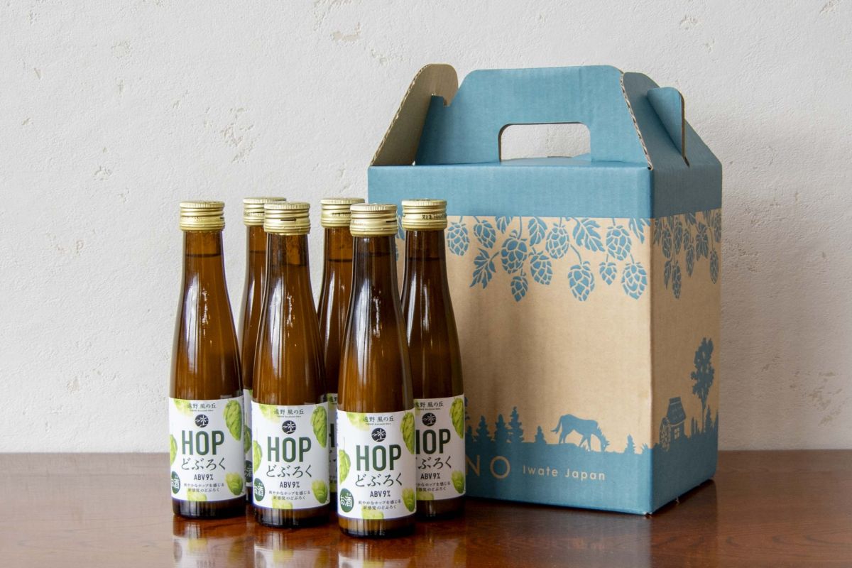 HOPどぶろく 6本 ギフト セット 180ml 道の駅 遠野風の丘 / 【どぶろく特区第一号 岩手県遠野市】 お酒 にごり酒 濁酒 手作り 無濾過 お土産 ホップ 贈答 プレゼント お祝い 父の日 誕生日