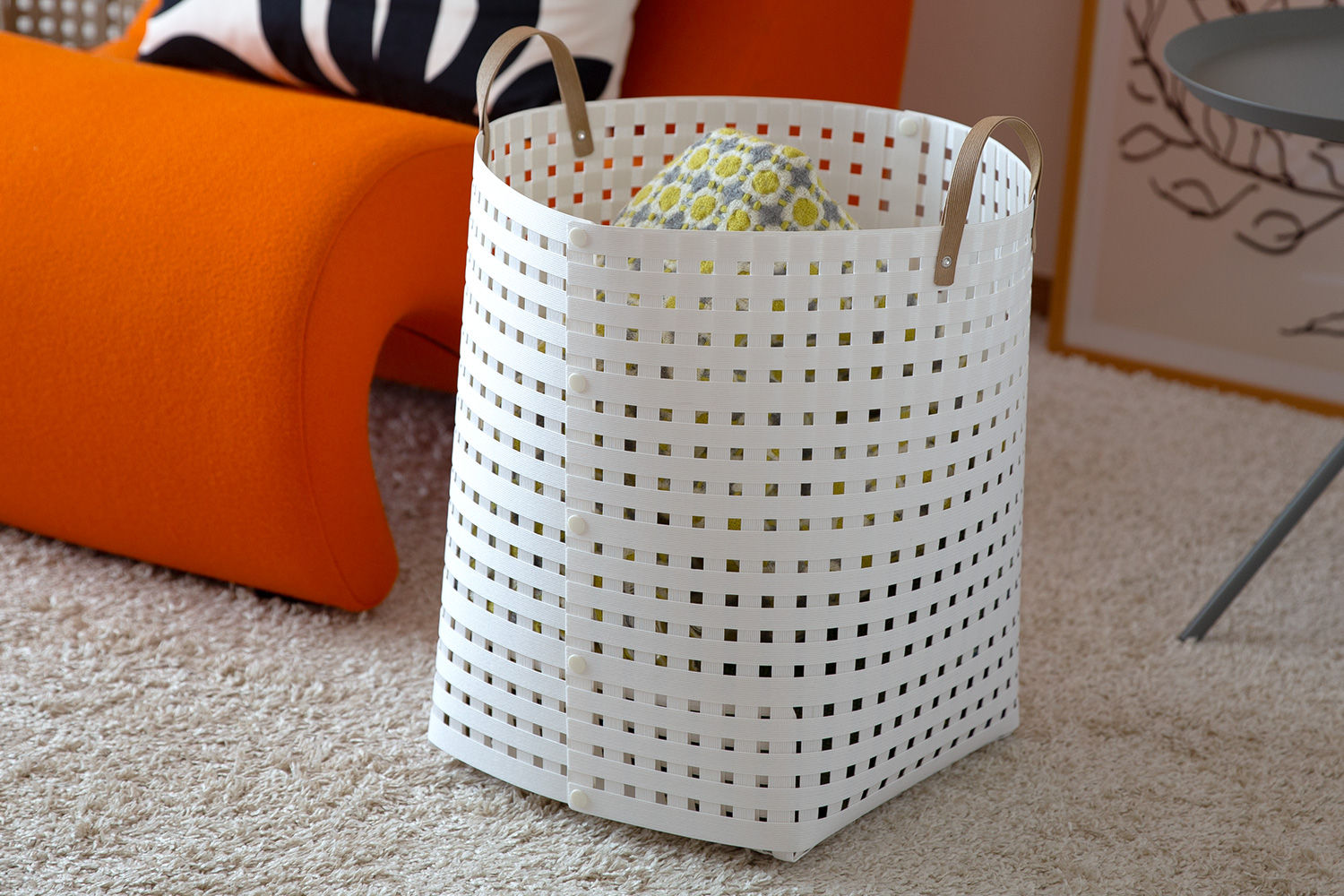 暮らしを整える収納バスケット Bandc Basket LH5（ハンドル付き Lサイズ） ホワイト 岩手県奥州市産 バンドシー [AR002]