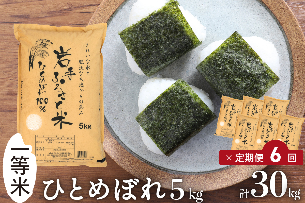 岩手ふるさと米 5kg×6ヶ月 ひとめぼれ 定期便【全6回定期便】【配送時期に関する変更不可】 [U0141]