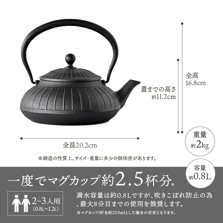 南部鉄器 鉄瓶 平八千草 0.8L 【OIGEN 作】 IH調理器 伝統工芸品 白湯がオススメ！ やかん ケトル キッチン用品 食器 日用品 雑貨 [Z0029]