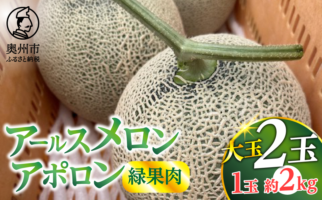アールスメロン アポロン(緑果肉) 大玉2個 【数量限定】[CL001]