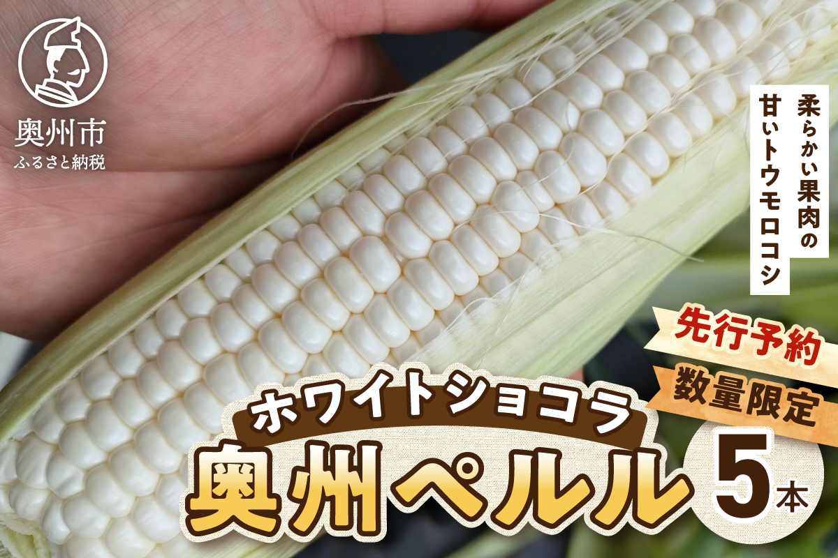 【先行予約】白いとうもろこし奥州ペルル(ホワイトショコラ) 5本【数量限定： 離島配送不可】[T0028]