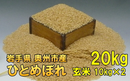 人気沸騰の米 令和7年産 岩手県奥州市産ひとめぼれ 玄米 20kg [AC002]