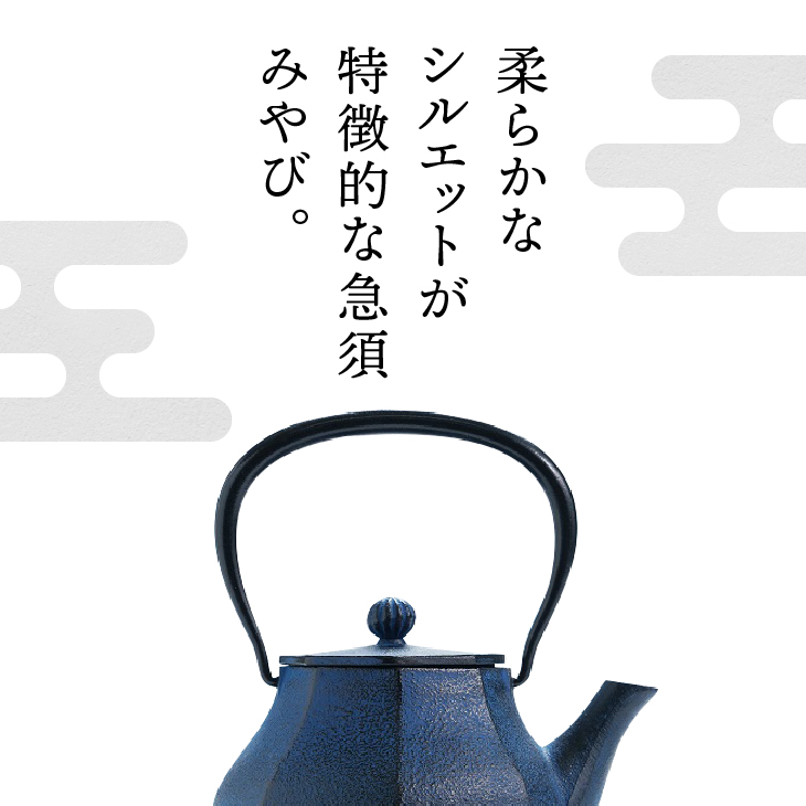 南部鉄器 鉄瓶 みやび 青 0.4L [AK031]