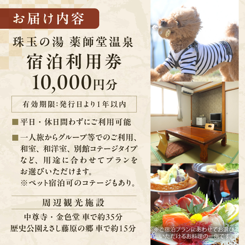 珠玉の湯薬師堂温泉 宿泊利用券10,000円 [CO001]