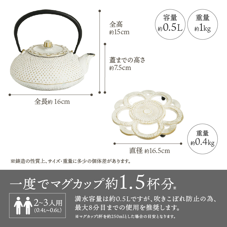 南部鉄器 急須 令和あられ急須 鍋敷きセット 0.5L 【及富作】 伝統工芸品 キッチン用品 食器 日用品 雑貨 [AK001]