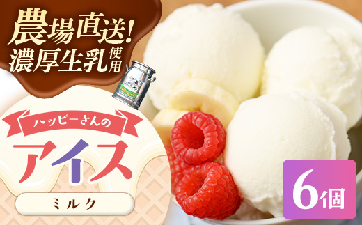 ハッピーさんのアイス（ミルク）6個入 アイスクリーム カップ スイーツ あいす セット ギフト プレゼント 贈り物 夏 ミルク 農場直送 冷凍 岩手県 岩手町