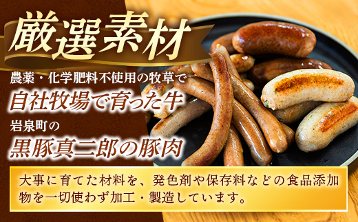 岩手町「菊池牧場の腸詰めソーセージ」 詰め合わせ 600ｇ ソーセージ ウィンナー フランクフルト バイスブルスト ブラートブルスト 添加物不使用 牛肉 豚肉 肉 お肉 肉加工品 加工品 セット 食べ比べ おかず おつまみ ギフト 贈り物 お中元 お歳暮 冷凍 岩手県 岩手町 菊池牧場