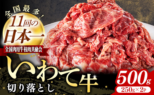 いわて牛切落し500g 岩手県産 黒毛和牛 国産 牛肉 肉 黒毛和牛 切り落とし 焼肉 牛丼 すき焼き 小分け 冷凍 和牛 岩手県 岩手町 いわちく