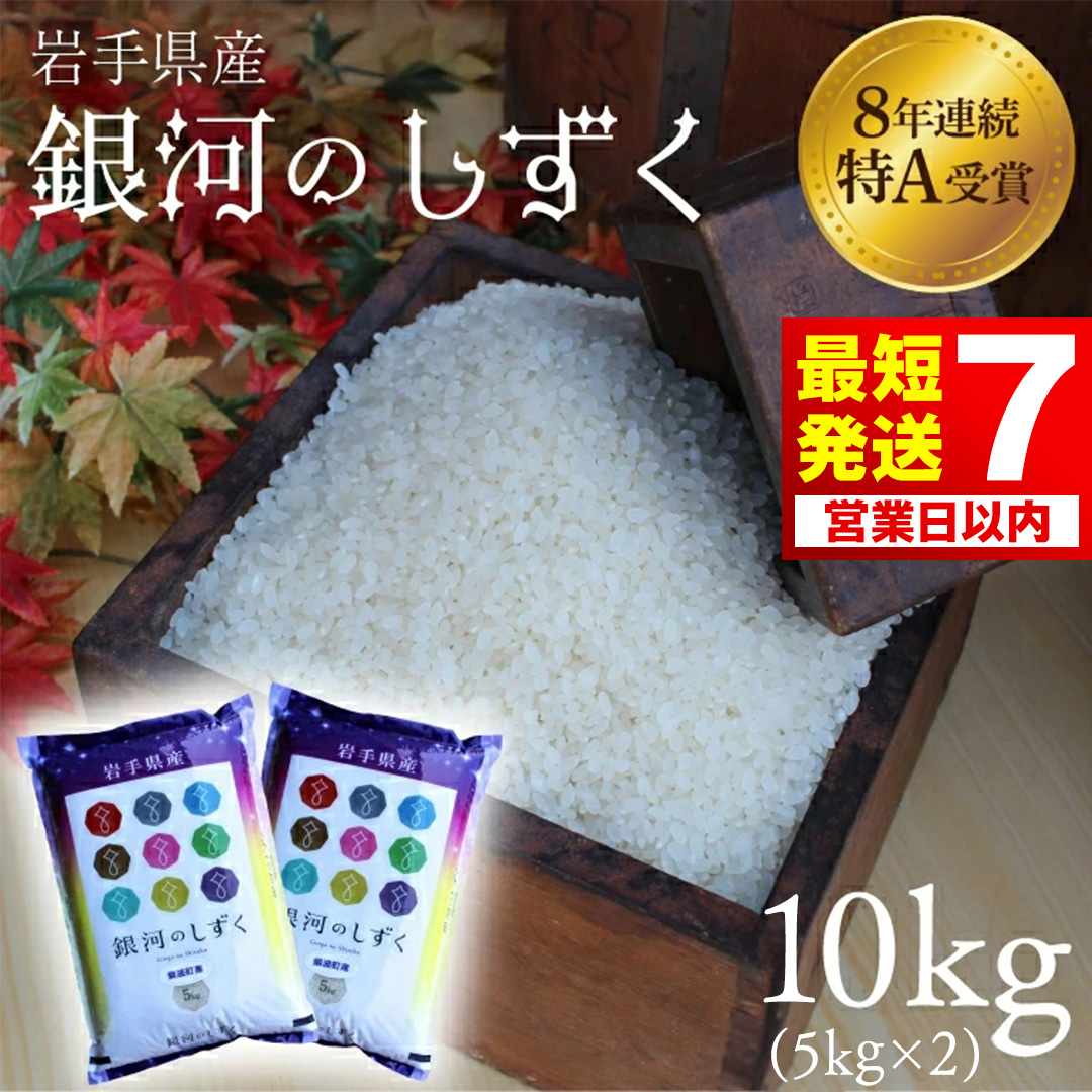 【7営業日以内発送】紫波町 白米 銀河のしずく 10kg（5kg×2） 令和7年産 精米 おこめ 特A受賞 ご飯 (AD060)