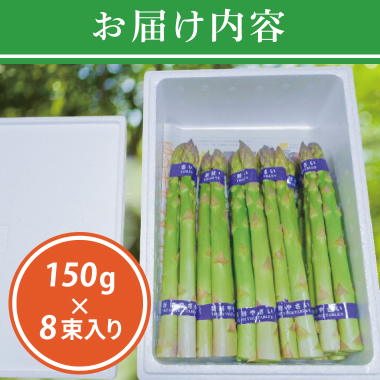 ＼先行予約・数量限定／紫波町産フルーツアスパラ ★Lサイズ以上★ 約1.2kg (150g束×8束入り) 露地栽培の野菜 木酢液防虫 新鮮野菜 生でもたべれる (CS002) 
