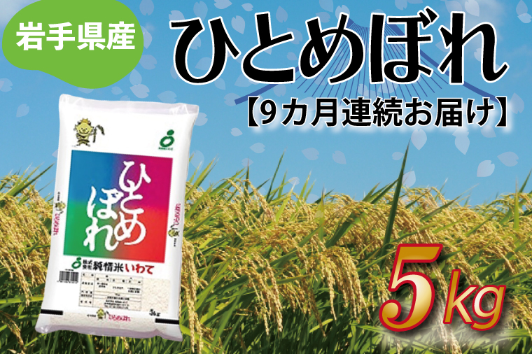 ★令和6年産★【9ヶ月定期便】ひとめぼれ5kg 岩手県産 (AE177)