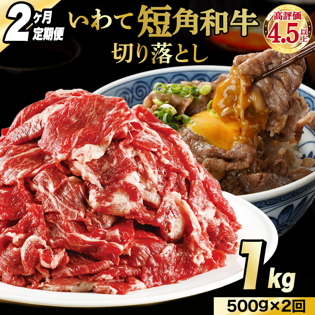 ＼2ヶ月連続 定期便／ 切り落とし 赤身 肉 牛肉 いわて 短角和牛 500g (総計 1000g) 小分けパック 真空冷凍 | 牛肉 肉 赤身 短角 和牛 国産牛 ブランド牛 切り落し 大容量 牛丼 肉じゃが 煮込み 煮物 小分け 真空パック 数量限定 (AB115)