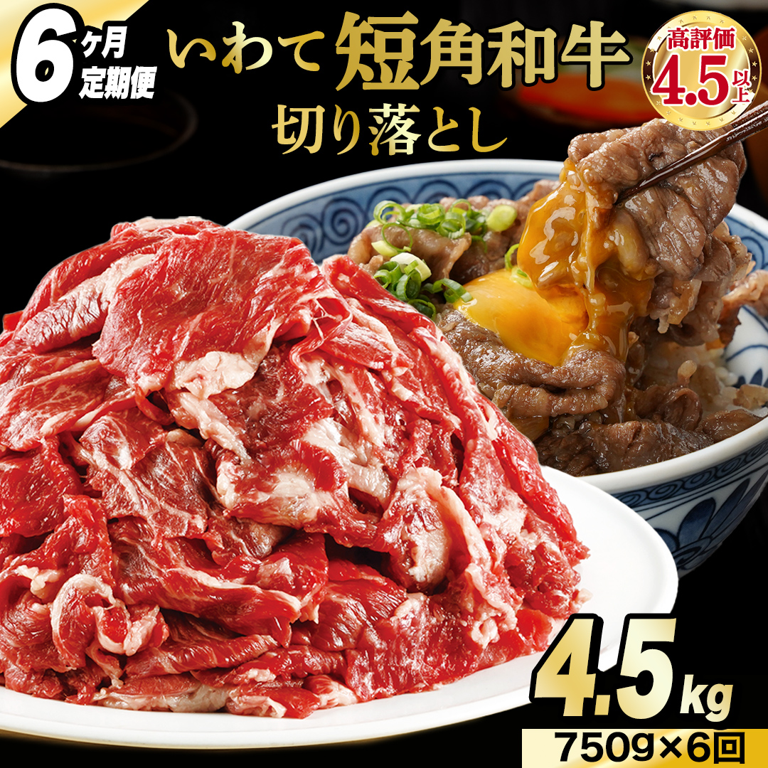 ＼6ヶ月連続 定期便／ 切り落とし 赤身 肉 牛肉 いわて 短角和牛 750g (総計 4500g) 小分けパック 真空冷凍 | 牛肉 肉 赤身 短角 和牛 国産牛 ブランド牛 切り落し 大容量 牛丼 肉じゃが 煮込み 煮物 小分け 真空パック 数量限定 (AB122)
