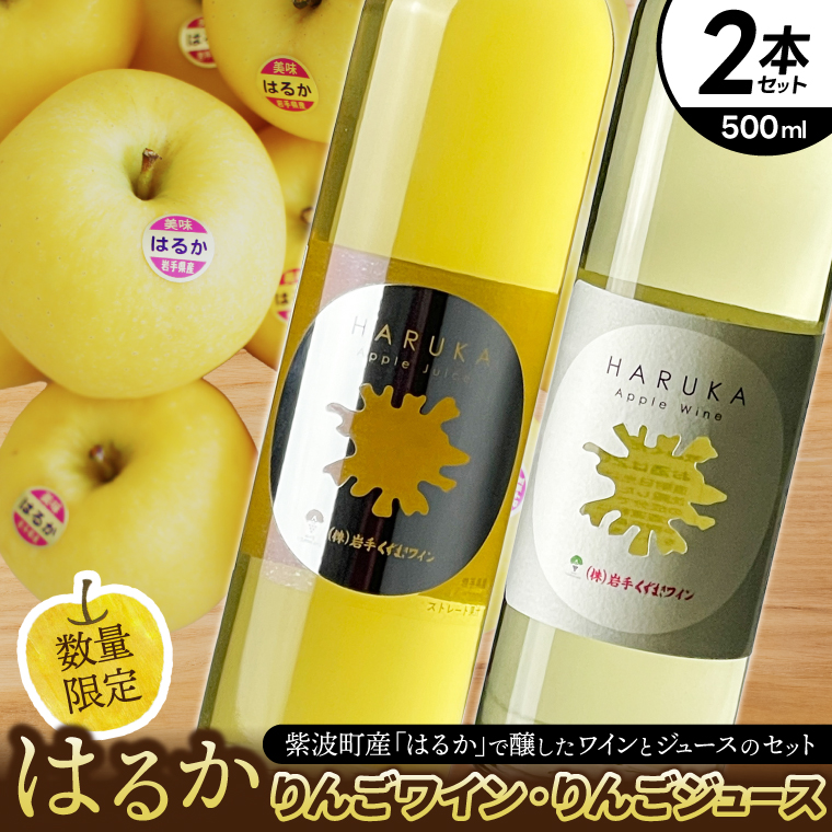 はるか りんごジュース・りんごワイン セット【ジュース 果汁100％ ストレートジュース フルーツジュース ワイン 岩手県 紫波町産 りんご】 (EX003)
