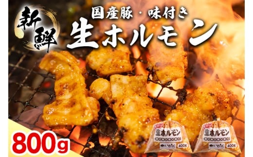 国産豚 味付き 生ホルモン 白(レバーなし) 800g (400g×2パック) (DV043)