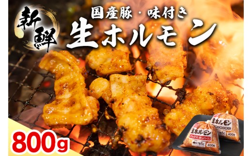 国産豚 味付き 生ホルモン ミックス(レバー入り)・白(レバーなし) 800g (400g×各1パック) (DV044)