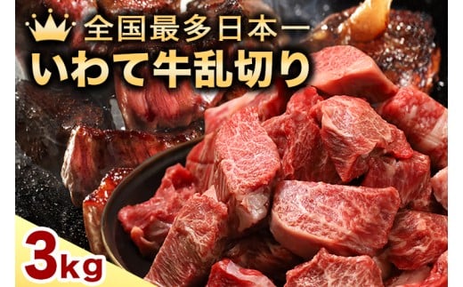 ★先行予約 2月より発送★黒毛和牛 いわて牛 乱切り 3kg (250g×12パック)（DV061）