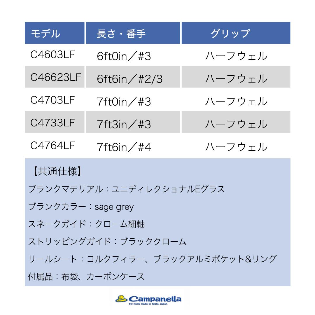 BI092 オールハンドメイドフライロッド　Campanella4733LF 釣り フィッシング 釣具 釣り道具 釣具 アウトドア キャンプ ハンドメイド 手作り 日本製 カムパネラ ロッド フライロッド 岩手 魚 つり