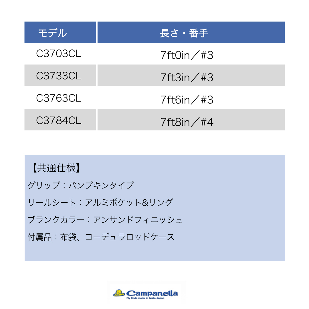 BI061 オールハンドメイドフライロッド Campanella3703CL 釣り フィッシング 釣具 釣り道具 釣具 アウトドア キャンプ ハンドメイド 手作り 日本製 カムパネラ ロッド フライロッド 岩手 魚 つり