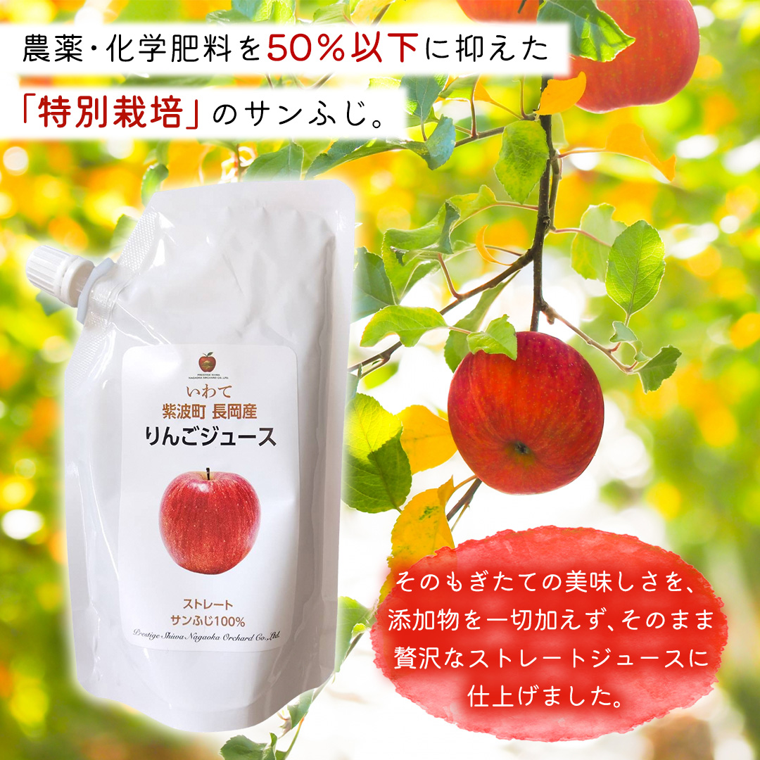 無添加 りんごジュース ストレート「サンふじ」200g×30個 特別栽培 パウチ リンゴジュース ジュース りんご リンゴ 林檎 アップルジュース 果実飲料 フルーツジュース 10個 詰め合わせ 岩手県 紫波町 長岡産 サンフジ ドリンク 飲料 セット 飲み物 果物 [FH008]