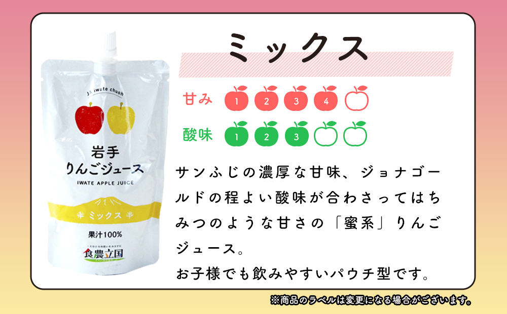 JAいわて中央のりんごジュース　190ml×24P　ストレート果汁100％【ミックス】