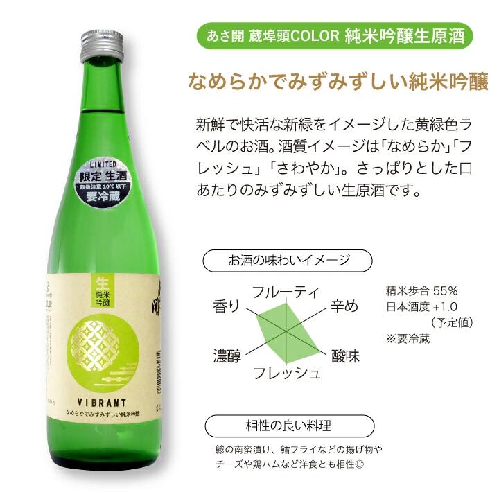 蔵埠頭COLOR 生原酒 日本酒 飲み比べ 720ml×2本セット あさ開 あさびらき 生酒 お酒