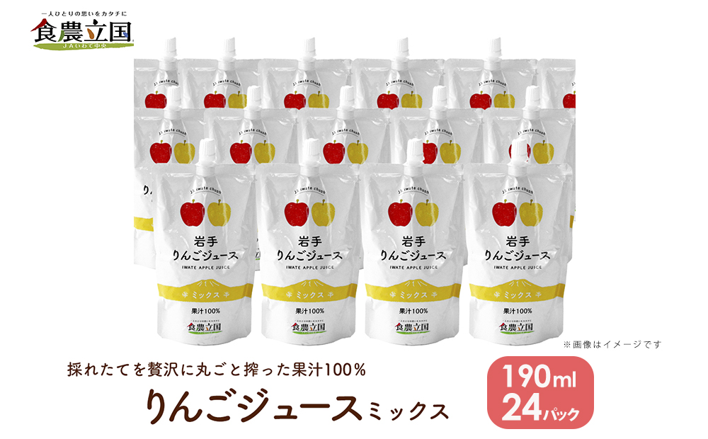 JAいわて中央のりんごジュース　190ml×24P　ストレート果汁100％【ミックス】