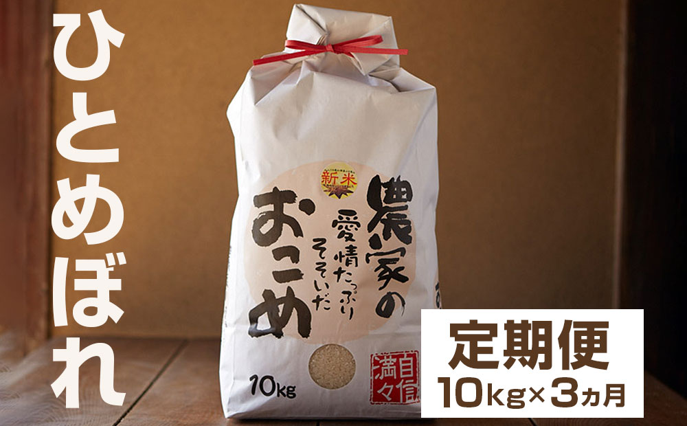 【定期便】令和6年産　岩手県矢巾町　ひとめぼれ精米10kg×3ヵ月