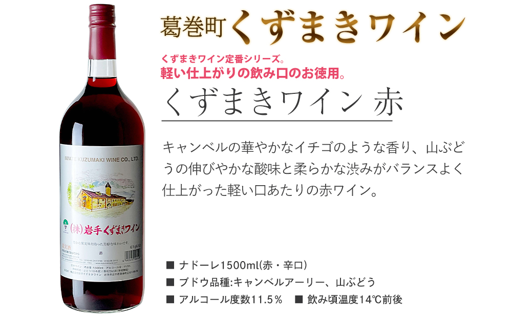 岩手県　矢巾町と葛巻町の人気返礼品 短角牛ハンバーグ3個と「くずまきワイン（1500ml）」セット