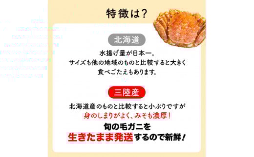 【令和8年発送】【期間限定2026年3月〜4月発送】三陸産 三陸活毛ガニ 500g×3杯【05】　 
