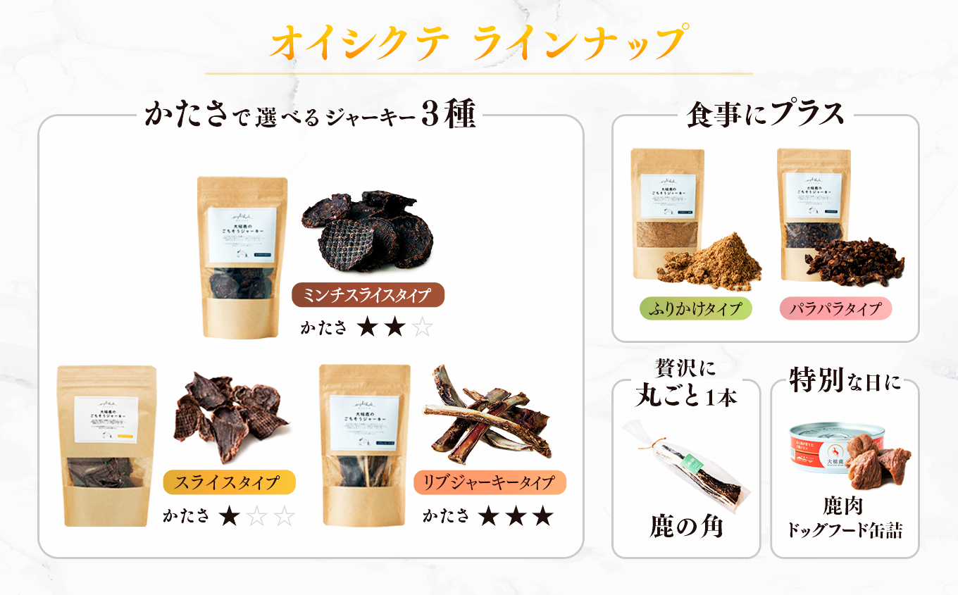 【愛犬用鹿肉ジャーキー】オイシクテ 無添加（国産鹿を贅沢に熟成）パラパラタイプ 70g 岩手県産鹿肉100% 犬 いぬ おやつ ジャーキー 鹿肉 ベニソン しつけ ご褒美 ジビエ 高たんぱく 低脂質 ヘルシー ダイエット ペットフード ドッグフード 小粒 グレインフリー