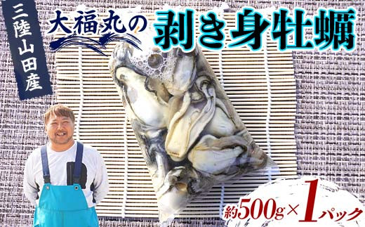 大福丸の剥き身牡蠣 約500g×1パック【三陸山田産】【沖縄・離島配送不可】三陸山田 山田町 山田湾 海産品 かき  生牡蠣 生がき 生ガキ 海の幸 カキ 牡蠣 貝 魚介 海産物 食品 YD-723