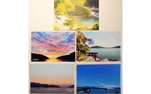 Officeマツモトの山田の風景ポストカード5枚・ヤマダちゃん（一筆箋・ピンバッチ）セット 三陸山田 山田町 文具 手紙 便箋 ゆるキャラ  文房具 YD-851